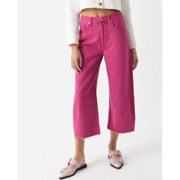 Citizens of Humanity Ayla Crop Raw-Hem Wide-Leg Jeans 32 Viola NEW - Picture 1 of 4